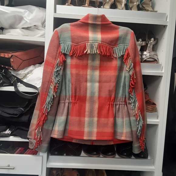 Ralph Lauren fringe western country navajo boho plaid wool jacket coat - Picture 2 of 10